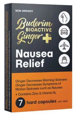 Buderim Ginger+ BioActive Nausea Relief Capsules 7 Pack