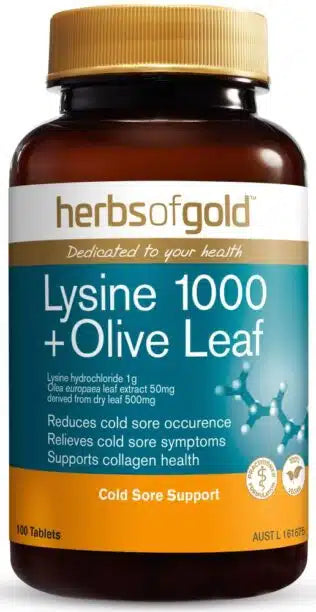 Herbs of Gold Lysine 1000 + Olive Leaf 100t