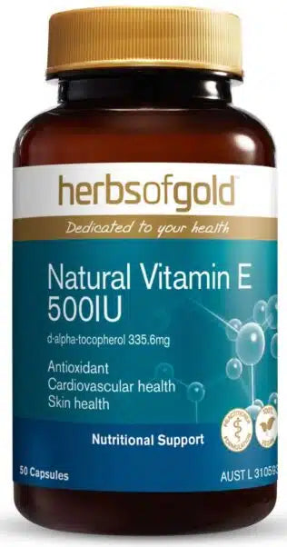 Herbs of Gold Vitamin E 500IU Natural 50c