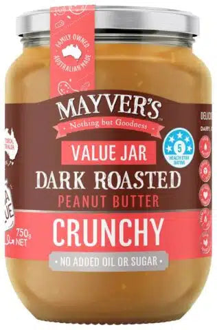 Mayvers Peanut Butter Dark Roast Crunchy G/F 750g