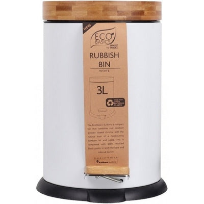 Eco Basics Rubbish Bin 3L - White - The O.G Me
