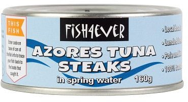 Fish 4 Ever Azores Skipjack Steaks Spring Water 160g - The O.G Me