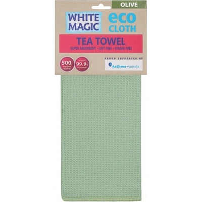 White Magic Tea Towel Single Olive - The O.G Me